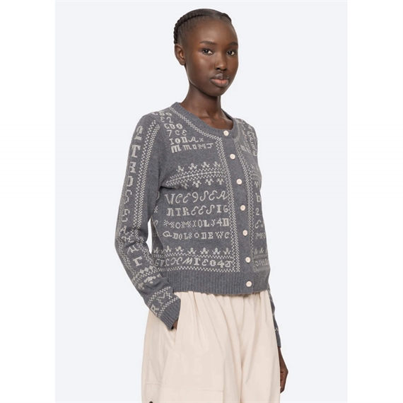 Sea New York Kit Embroidery Cardigan, Charcoal